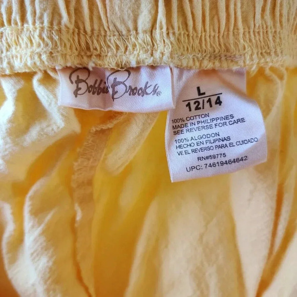 Bobbie Brooks Carpi Pant Yellow Elastic Waist Wide Leg Drawstring Size Large - Picture 4 of 11